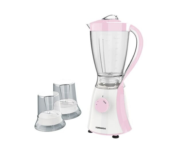 خلاط كهربائي تورنيدو 600 وات 1.5 لتر 2 مطحنة روز TB-600/2-ROSE