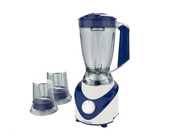 خلاط كهربائي تورنيدو 500 وات 1.5 لتر 2 مطحنة أزرق BL500/2-DBLUE