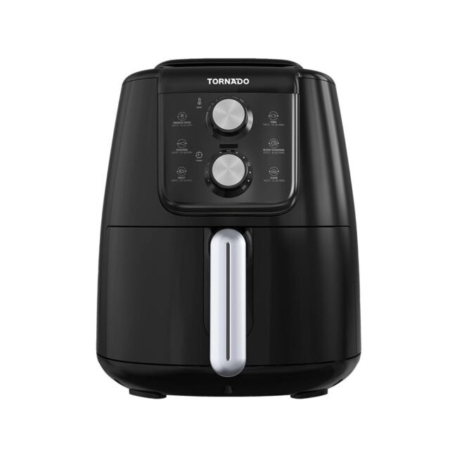 قلاية هوائية بدون زيت تورنيدو 1550 وات 4 لتر تحكم يدوي أسود × سيلفر THF-1554M-XL-BS
