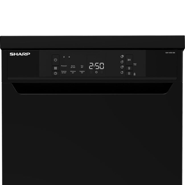 غسالة أطباق شارب 10 أفراد 45 سم شاشة رقمية 6 برامج أسود QW-V610-BK