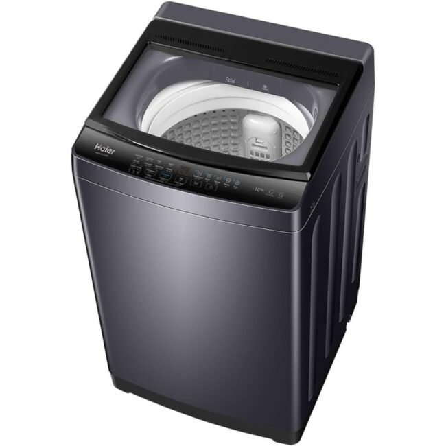 غسالة ملابس هاير، 10 كجم، تحميل علوي، فضي غامق - HWM100-316S8