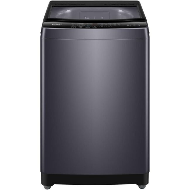 غسالة ملابس هاير، 10 كجم، تحميل علوي، فضي غامق - HWM100-316S8