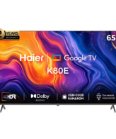 تلفزيون سمارت هاير، 65 بوصة، LED ،4K UHD، مع ريسيفر داخلي، H65K80EU - اسود