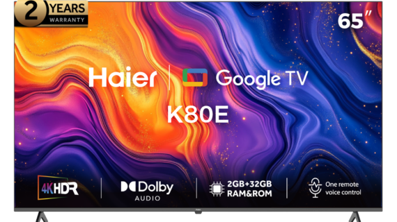 تلفزيون سمارت هاير، 65 بوصة، LED ،4K UHD، مع ريسيفر داخلي، H65K80EU - اسود