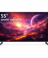 تلفزيون HOHO 55 بوصة بدون إطار ذكي بنظام أندرويد 4K UHD واي فاي، رسيفر رقمي مدمج، 3 HDMI، 2 USB- MS5511