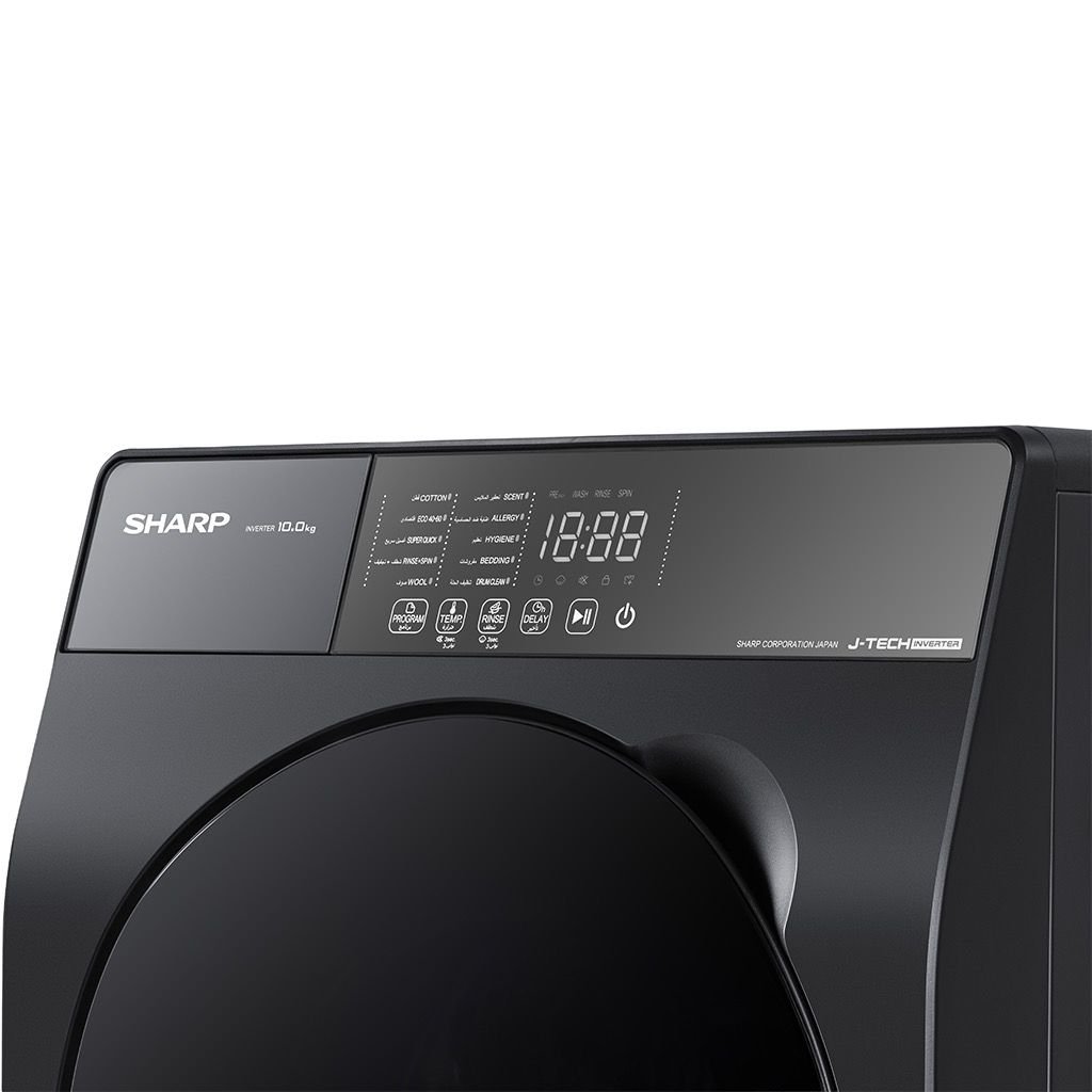 غسالة ملابس شارب K-PRO فول أوتوماتيك 10 كجم انفرتر رمادي غامق ES-FS104KLE-G