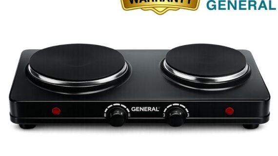 General مسطح تسخين كهربائي جنرال، 2 عين، 2500 وات، أسود - موديل Max HB-2500 ضمان سنتين